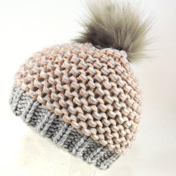 GELSO BIANCA 🇮🇹 WOMEN'S GREY WOOL/ALPACA WINTER POM-POM HAT - Picture 1 of 2
